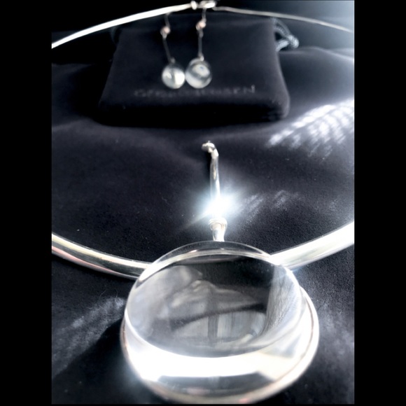 Georg Jensen 925 Necklace+Quartz Pendant+Earrings! - Picture 6 of 12